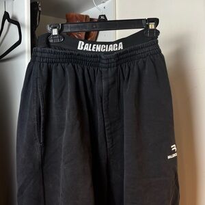 Balenciaga Double Waisted Sweatpants  - Black (Washed Black) - Size XS (fits M)